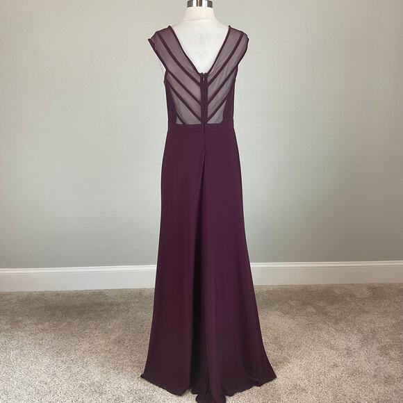 Nightway Women's Formal Dress Size 8 Burgundy Red Sheer Back Evening Gown - Picture 2 of 12